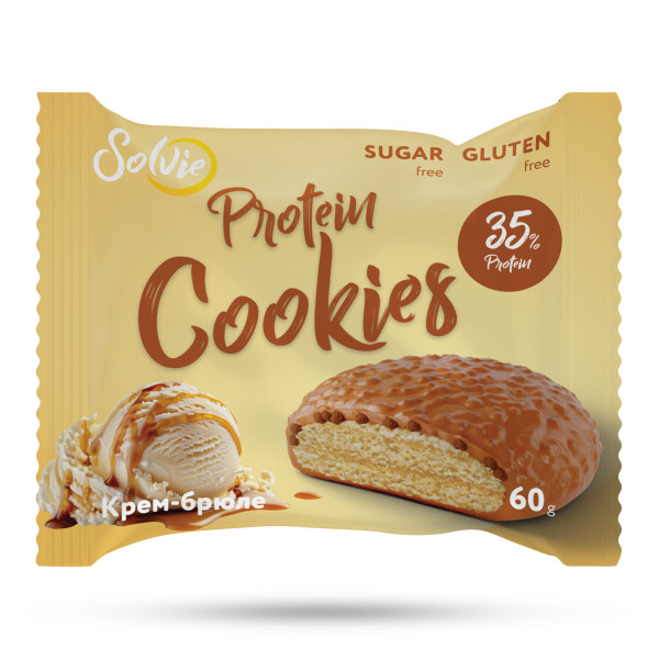 Solvie Protein cookies в глазури 60 grams (Крем-брюле)