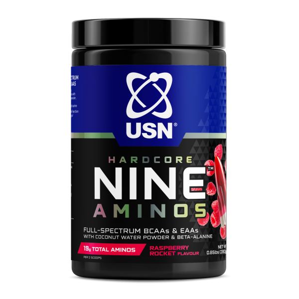 USN Hardcore Nine Aminos 390 grams (Малиновая ракета)