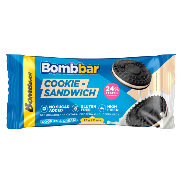 Bombbar Печенье Протеиновое с какао неглазированное 25 грамм (Сливочный крем)