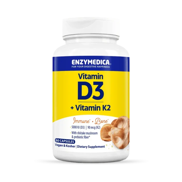 Enzymedica Растительные Витамины Д3+К2 60 капсул