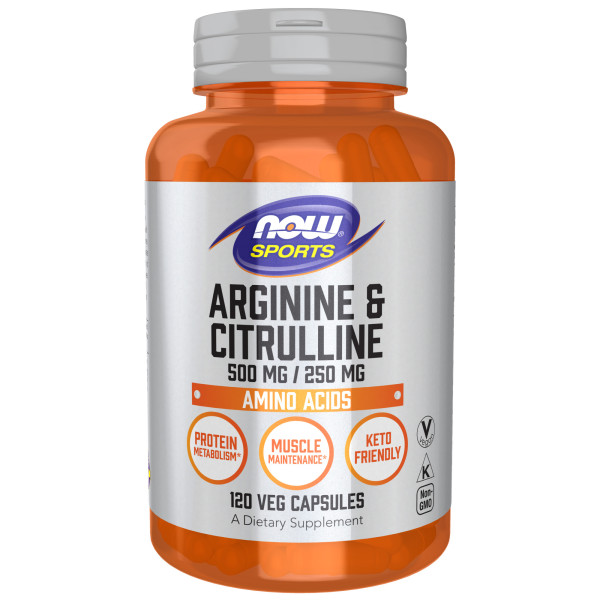 NOW Arginine 500 mg & Citrulline 250 mg 120 veg capsules