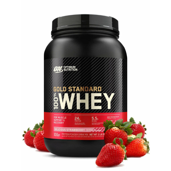Optimum Nutrition Whey Protein Gold Standart 907 grams (Восхитительная клубника)