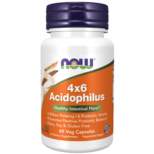 NOW 4x6 Acidophilus 60 veg capsules