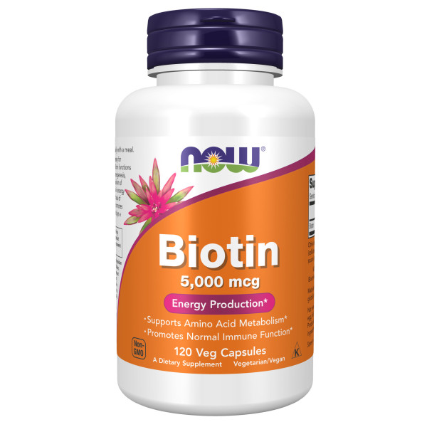 NOW Biotin 5000 mcg 120 veg capsules