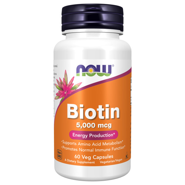 NOW Biotin 5000 mcg 60 veg capsules