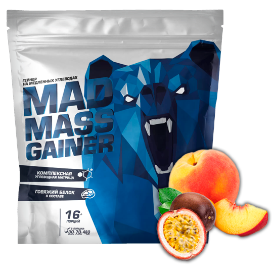 Siberian NutroGunz Mad Mass Gainer 2000 grams (Персик - маракуйя)