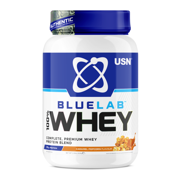 USN BlueLab Whey 908 grams (Карамельный - попкорн)