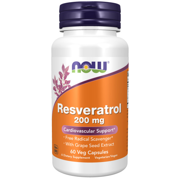 NOW Resveratrol 200 mg 60 veg capsules