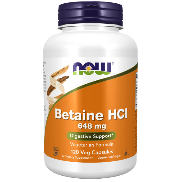NOW Betaine HCI 648 mg 120 veg capsules
