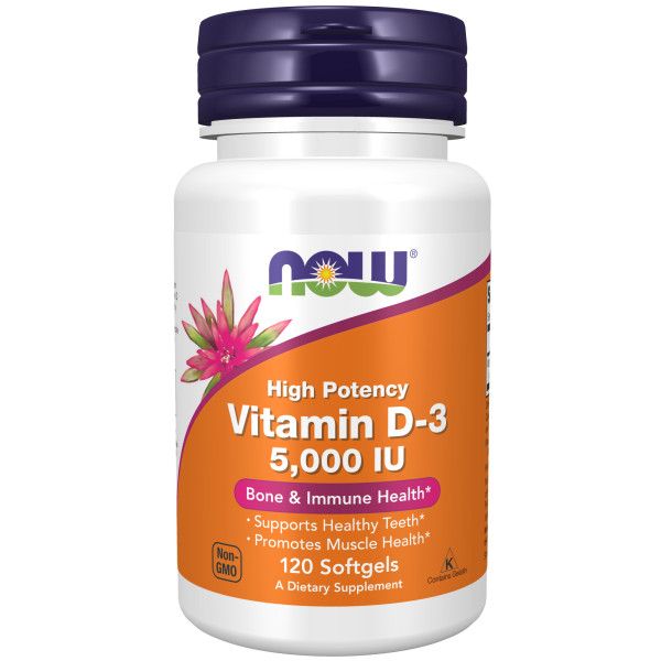 NOW Vitamin D3 5000 ME 120 softgels