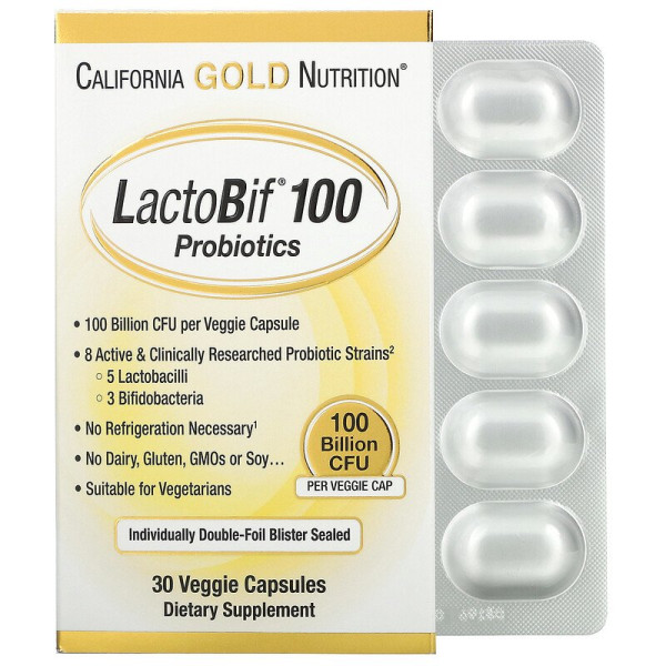 California GOLD Nutrition LactoBif 100 30 veg capsules