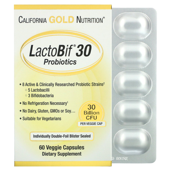 California GOLD Nutrition LactoBif 30 60 veg capsules