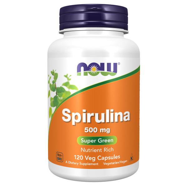 NOW Natural Spirulina 500 mg 120 veg capsules