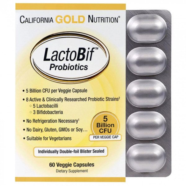 California GOLD Nutrition LactoBif 5 60 veg capsules