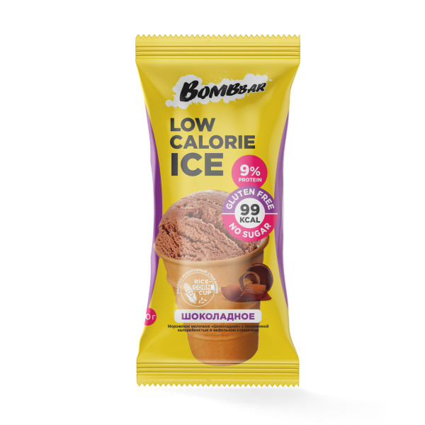 Bombbar Мороженое низкокалорийное в вафельном стаканчике 80 grams (Шоколадное)