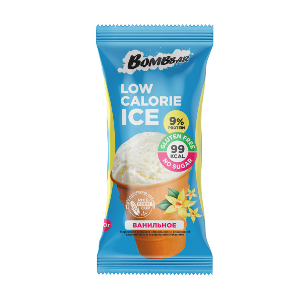 Bombbar Мороженое низкокалорийное в вафельном стаканчике 80 grams (Ванильное)