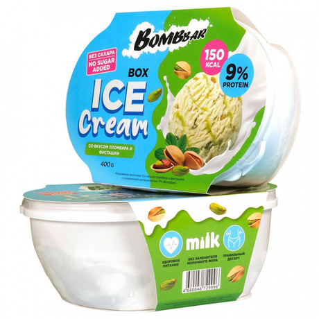 Bombbar Мороженое низкокалорийное 400 grams (Пломбир с фисташкой)