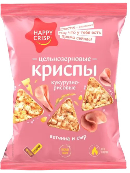 HAPPY CRISP Криспы цельнозерновые 50 grams (Ветчина и сыр)