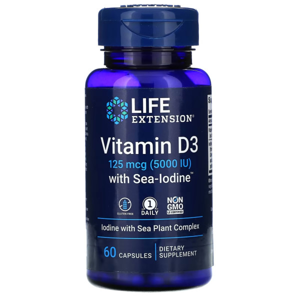Life Extension Vitamin D3 with Sea-Iodine 125 mcg 60 capsules