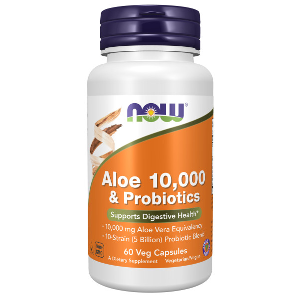 NOW Aloe Vera 10000 & Probiotics 60 veg capsules