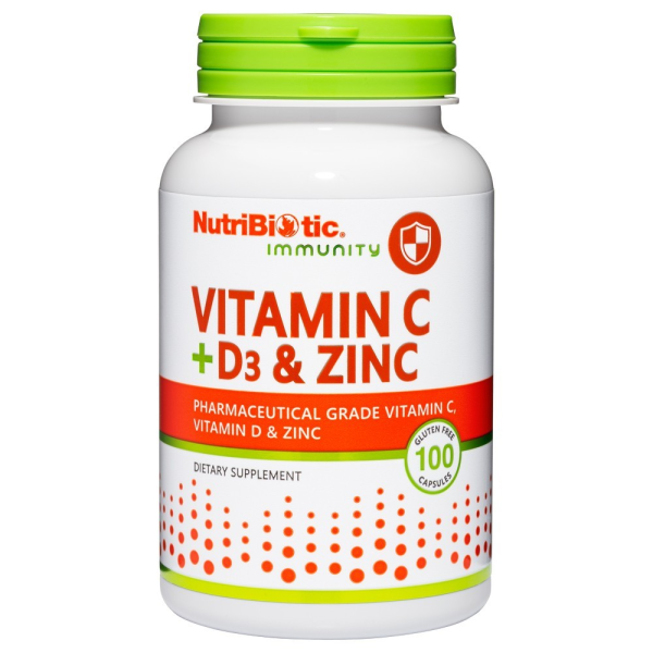 NutriBiotic Vitamin C+D3 & Zinc 100 capsules