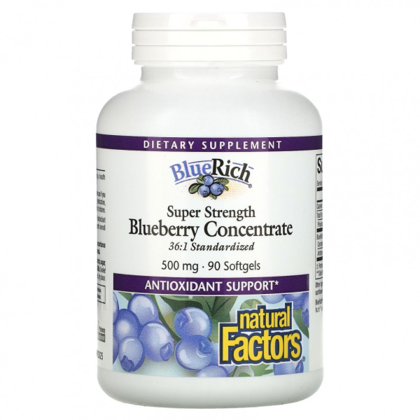 Natural Factors BlueRich Blueberry Concentrate 500 mg 90 softgels
