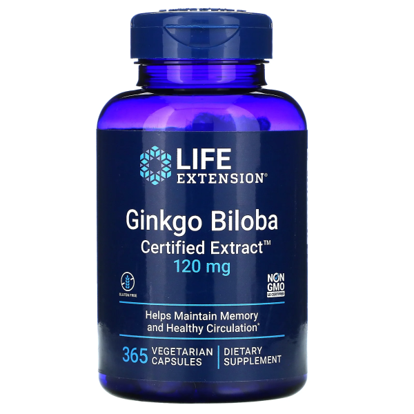 Life Extension Ginkgo Biloba Certified Extract 120 mg 365 veg capsules