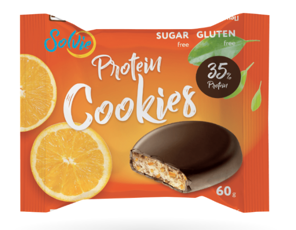 Solvie Protein cookies в глазури 60 grams (Апельсиновое в молочном шоколадом)