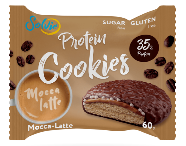 Solvie Protein cookies в глазури 60 grams (Мокка - Латте в молочном шоколаде)
