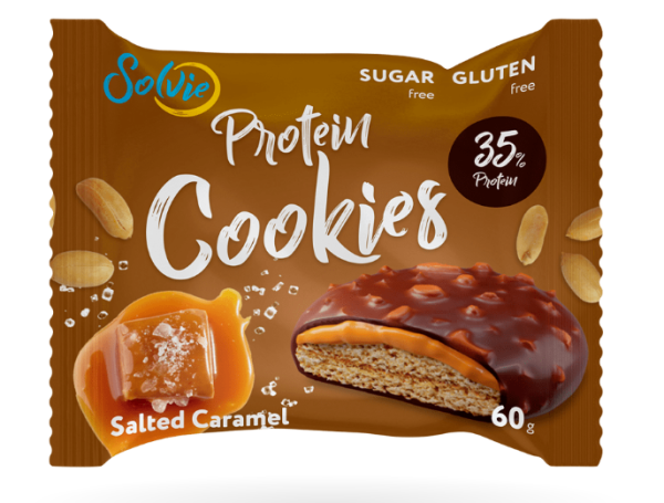 Solvie Protein cookies в глазури 60 grams (Арахисовое с соленой карамелью в молочном шоколаде)