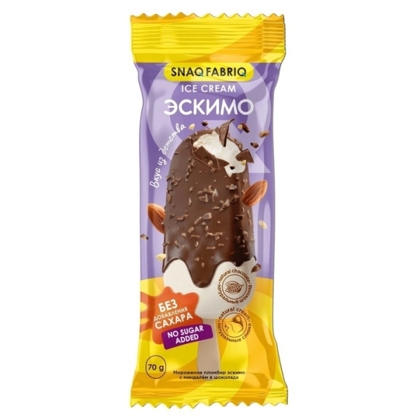 Snaq Fabriq Мороженое Эскимо с миндалём в шоколаде 70 grams