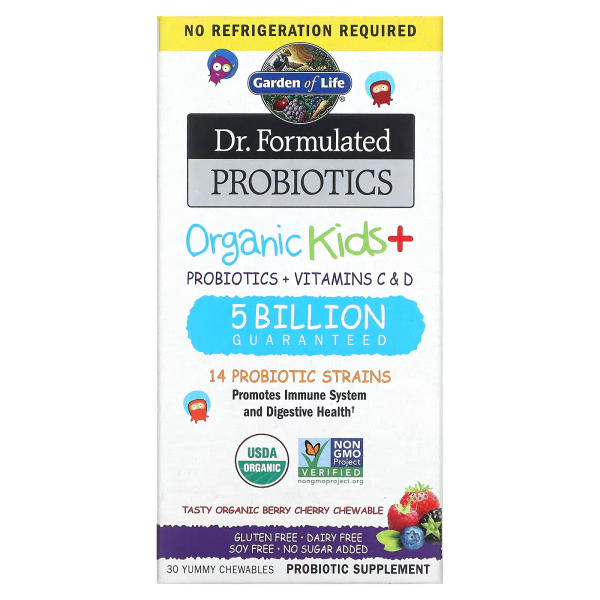 Garden of Life Dr. Formated Probiotics Organic Kids 5 billion 30 chewable (Ягоды и черешня)