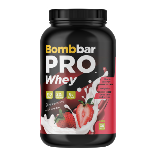 Bombbar PRO Whey 900 grams (Клубника со сливками)