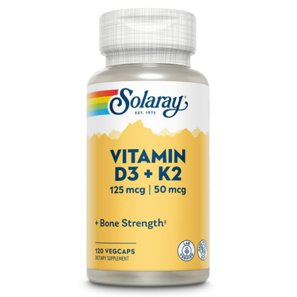 Solaray Vitamin D3 5000 + K2 50 mcg 120 veg capsules