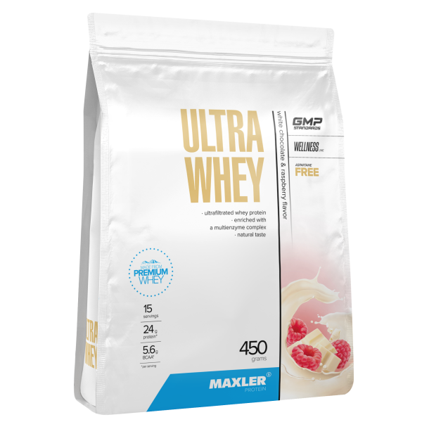 Maxler Ultra Whey bag 450 grams (Белый шоколад и малина)