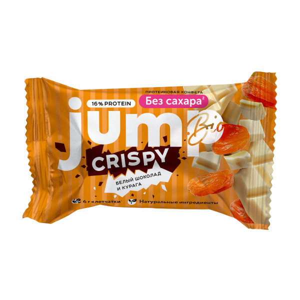 Jump Bio Crispy конфета 30 grams (Белый шоколад и курага)