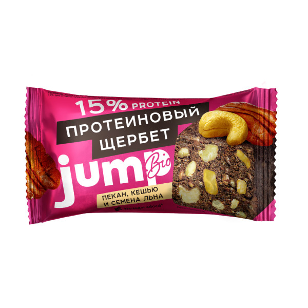 Jump Bio протеиновый щербет 50 grams (С орехом пекан, кешью и семенами льна)