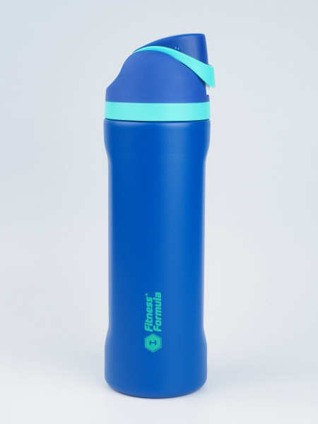 Бутылка из нержавеющей стали, питьевое горлышко + трубочка 700 ml (Синий)