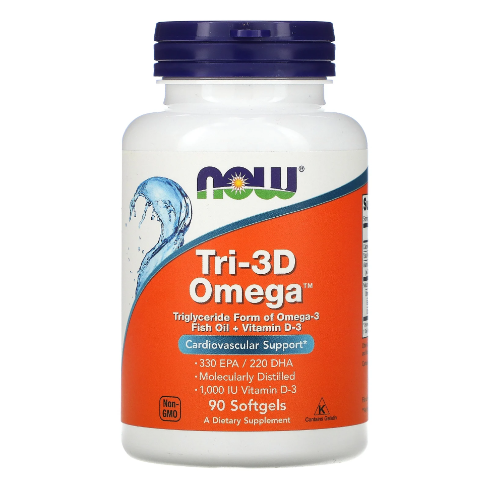 NOW Tri-3D Omega + vitamin d-3 90 caps