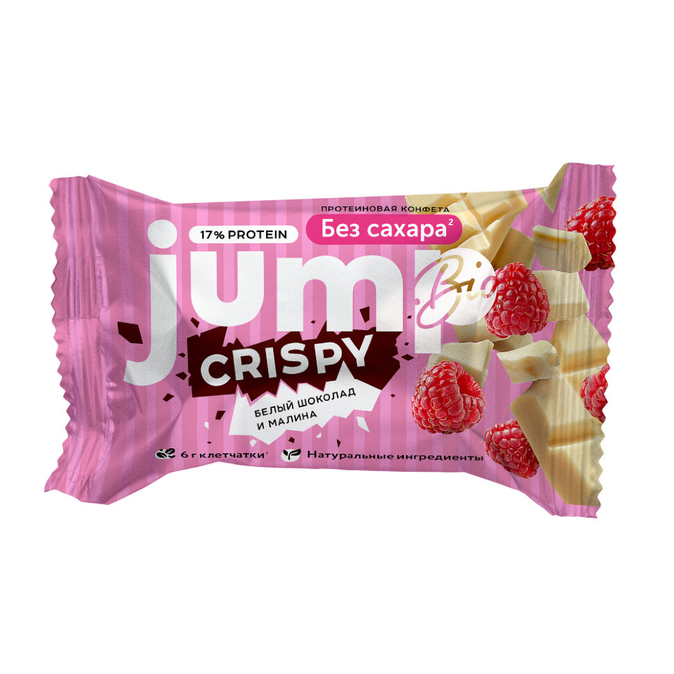 Jump Bio Crispy конфета 30 g (Белый шоколад и малина)