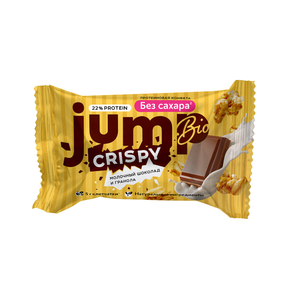 Jump Bio Crispy конфета 30 g (Молочный шоколад и гранола)
