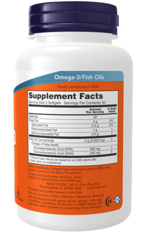 NOW Omega-3 1000 mg 100 softgel