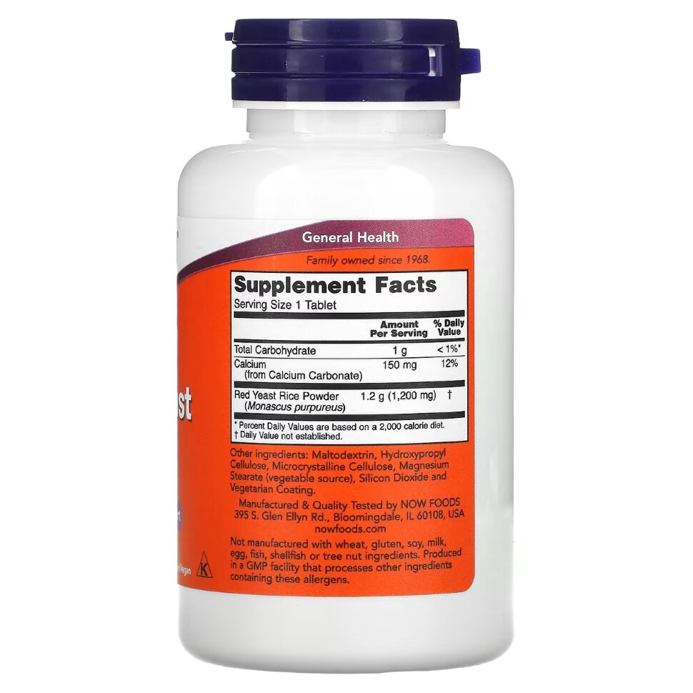 NOW Red Yeast Rice Extract 1200 mg 60 tabs