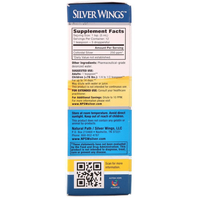 Silver Wings Colloidal Silver 250 PPM 60 ml
