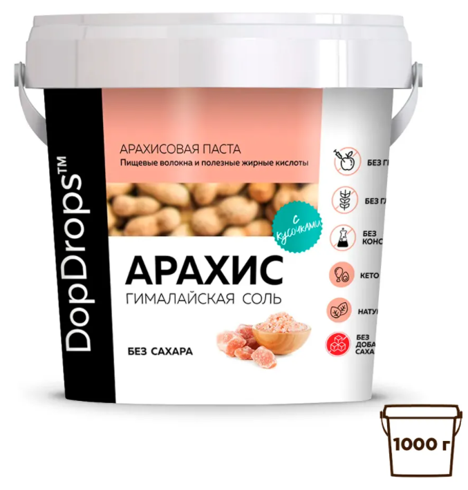 DopDrops Арахисовая кранч с гималайской солью 1000 грамм