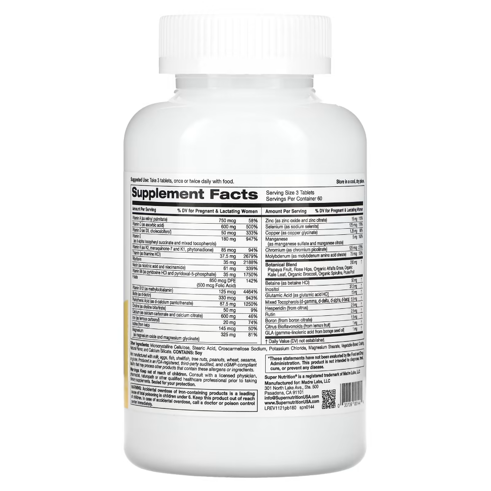 Super Nutrition PreNatal 180 tablets