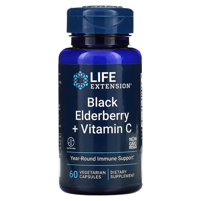 Life Extension Black Elderberry + Vitamin C 60 caps