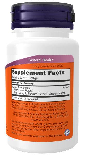 NOW Lutein 10 mg 60 softgels