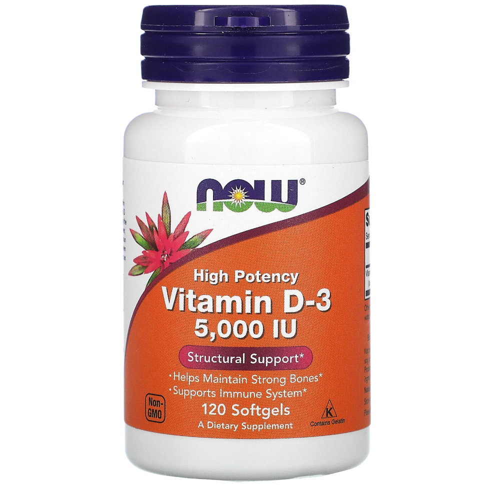 NOW Vitamin D3 5000 МЕ 120 softgel